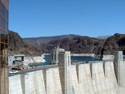 The Hoover Dam, the source of water and electricy for much of the Pacific Southwest connecting Arizona and Nevada in two time zones