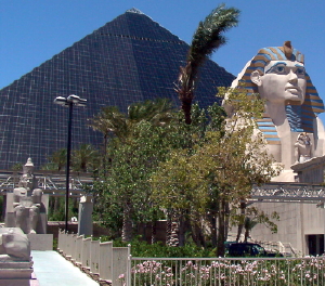 Luxor Hotel and Resort on a windy summer day