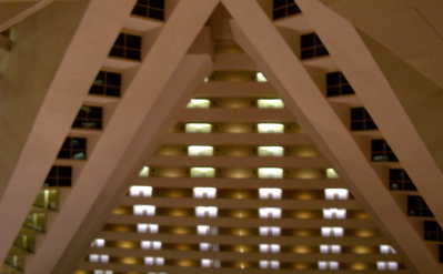 Looking up inside the pyramid from the 22nd floor [30 floors]: The Hive