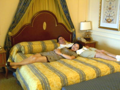 Gregg and Helen in their Wedding Bed on their Wedding Night at The Venetian