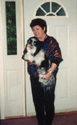 Betty Lu Buck in her Oregon home (with Sami)