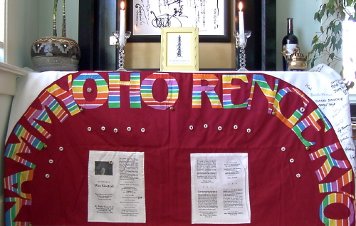Memorial Shrine for Wes with his AIDS Memorial Quilt panel