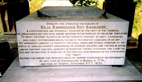 Tomb Inscription for Raja Rammohun Roy Bahadoor