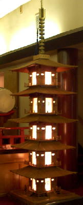 Five story pagoda: each level represented by MYO, HO, REN, GE and KYO