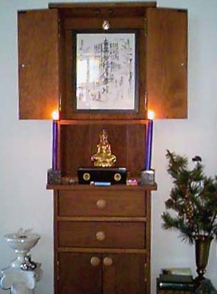 Donna's altar: Prayer Gohonzon with Kwan Yin