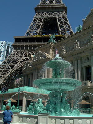 The fountain at the foot of the Eiffel Tower on the Las Vegas Strip