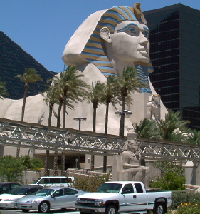 The Sphinx at the Luxor on a windy day
