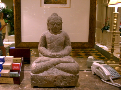 Buddha statue in restaurant waiting area in the Mandalay Bay Hotel